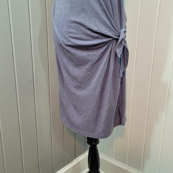 Anthropologie Velvet by Graham Spencer Small Gussie Side Tie Blue Slub Dress - Picture 3 of 15